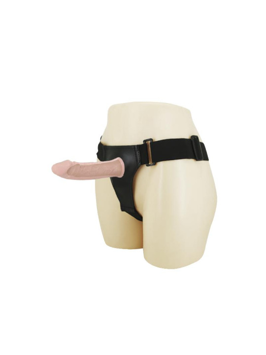Arnés con Dildo Hueco y Vibración 15.5 x 4.2 cm Natural