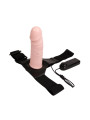 Arnés con Dildo Hueco y Vibración 15.5 x 4.2 cm Natural