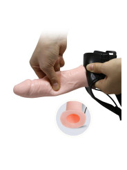 Arnés con Dildo Hueco y Vibración 15.5 x 4.2 cm Natural