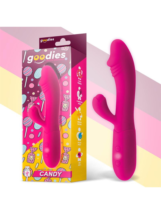 Candy Vibrador con Conejito Punto G USB Silicona Fucshia