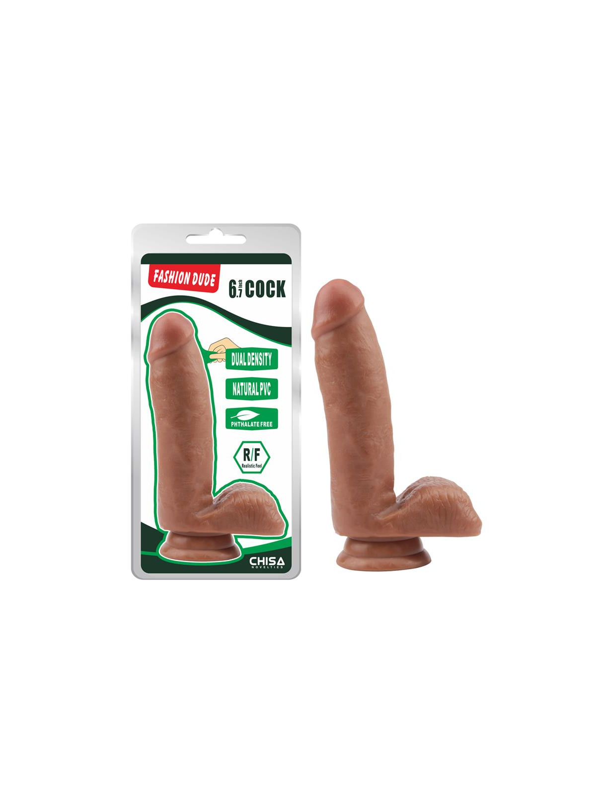 Dildo Dual density Fashion Dude 17 x 3.6 cm Bronceado