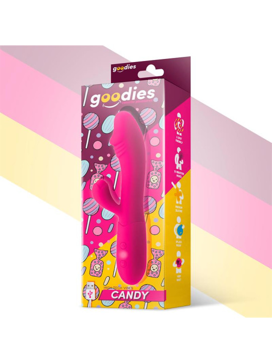 Candy Vibrador con Conejito Punto G USB Silicona Fucshia