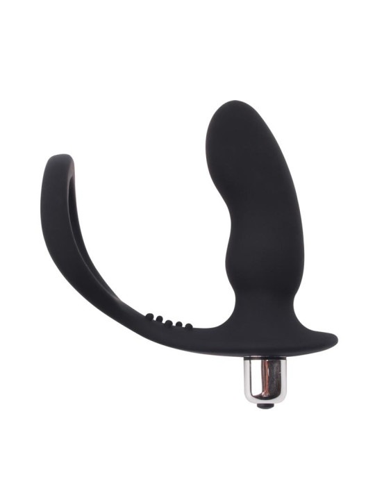 Anillo para el Pene con Plug Anal Negro