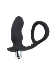 Anillo para el Pene con Plug Anal Negro