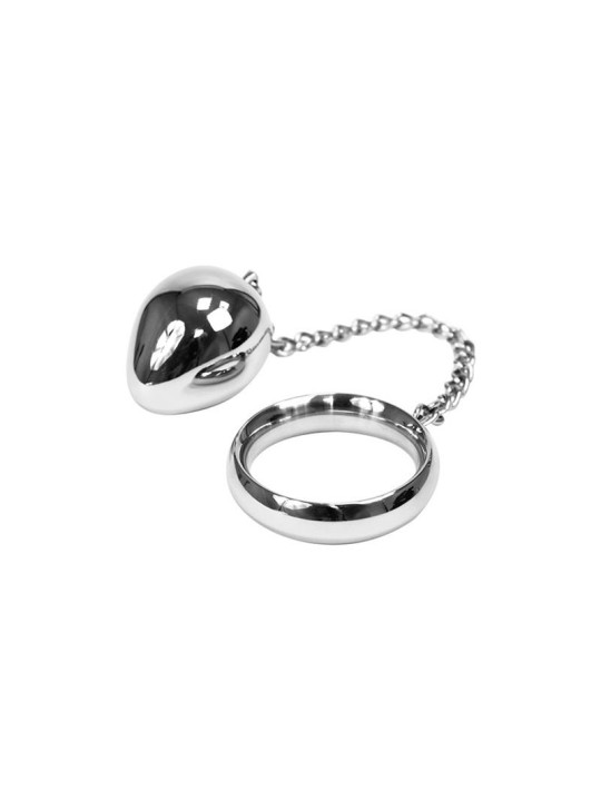 Anillo Pene con Huevo Anal Acero Inox 40mm