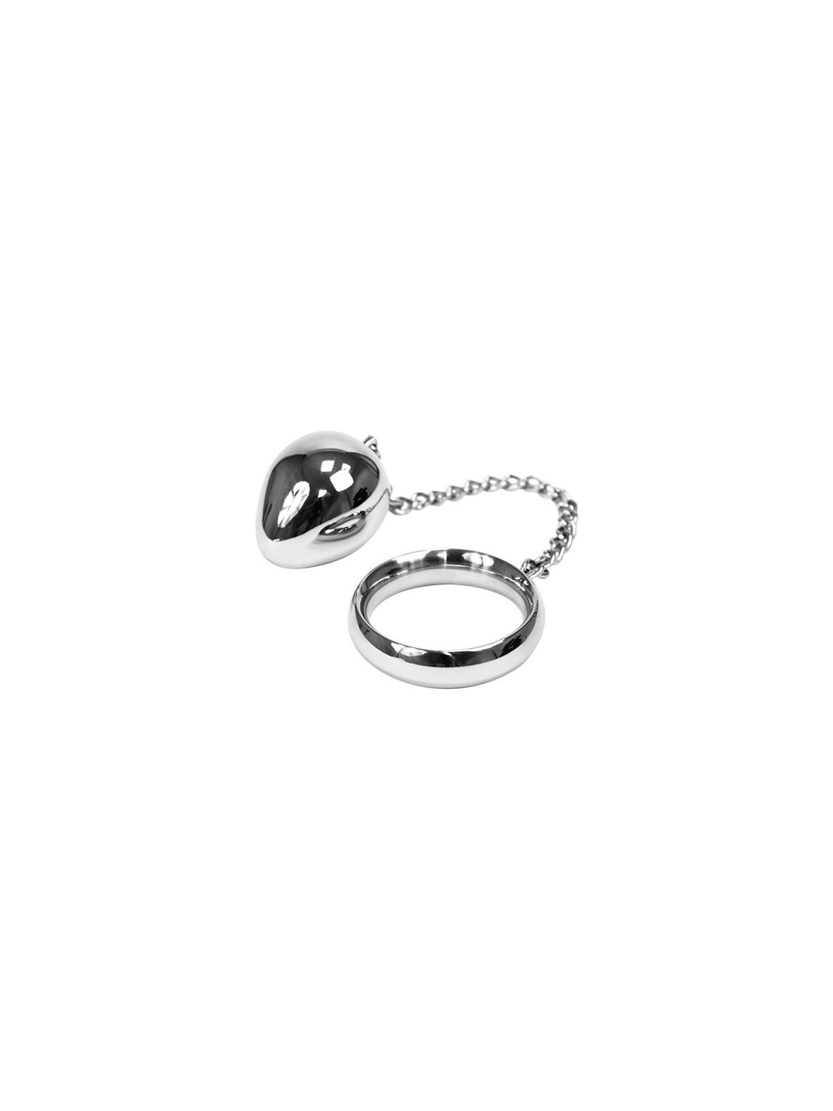 Anillo Pene con Huevo Anal Acero Inox 40mm