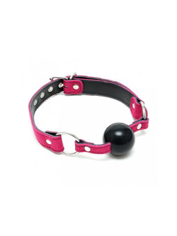 Mordaza Cuero Silicona Rosa Ajustable