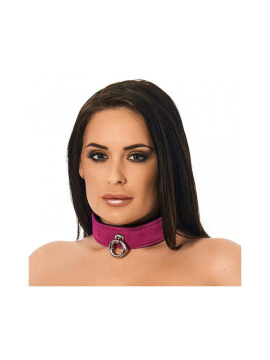 Collar de Cuero Rosa Ajustable