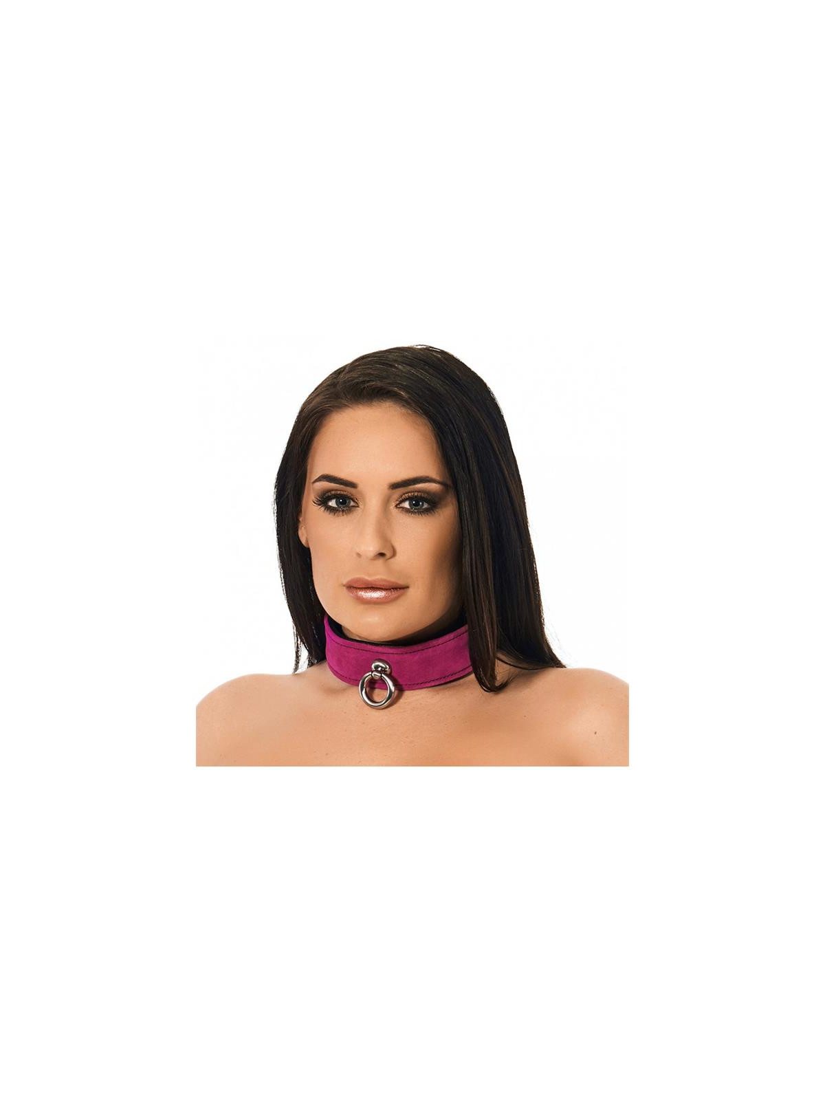 Collar de Cuero Rosa Ajustable