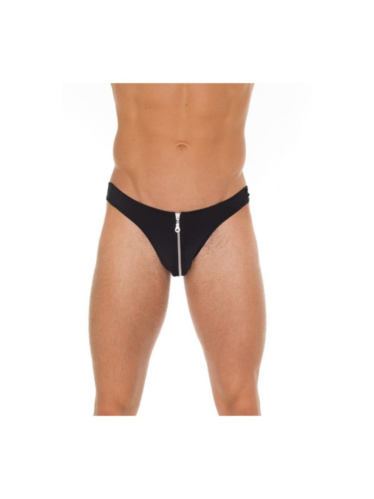 Tanga con Cremallera Negro Talla Unica