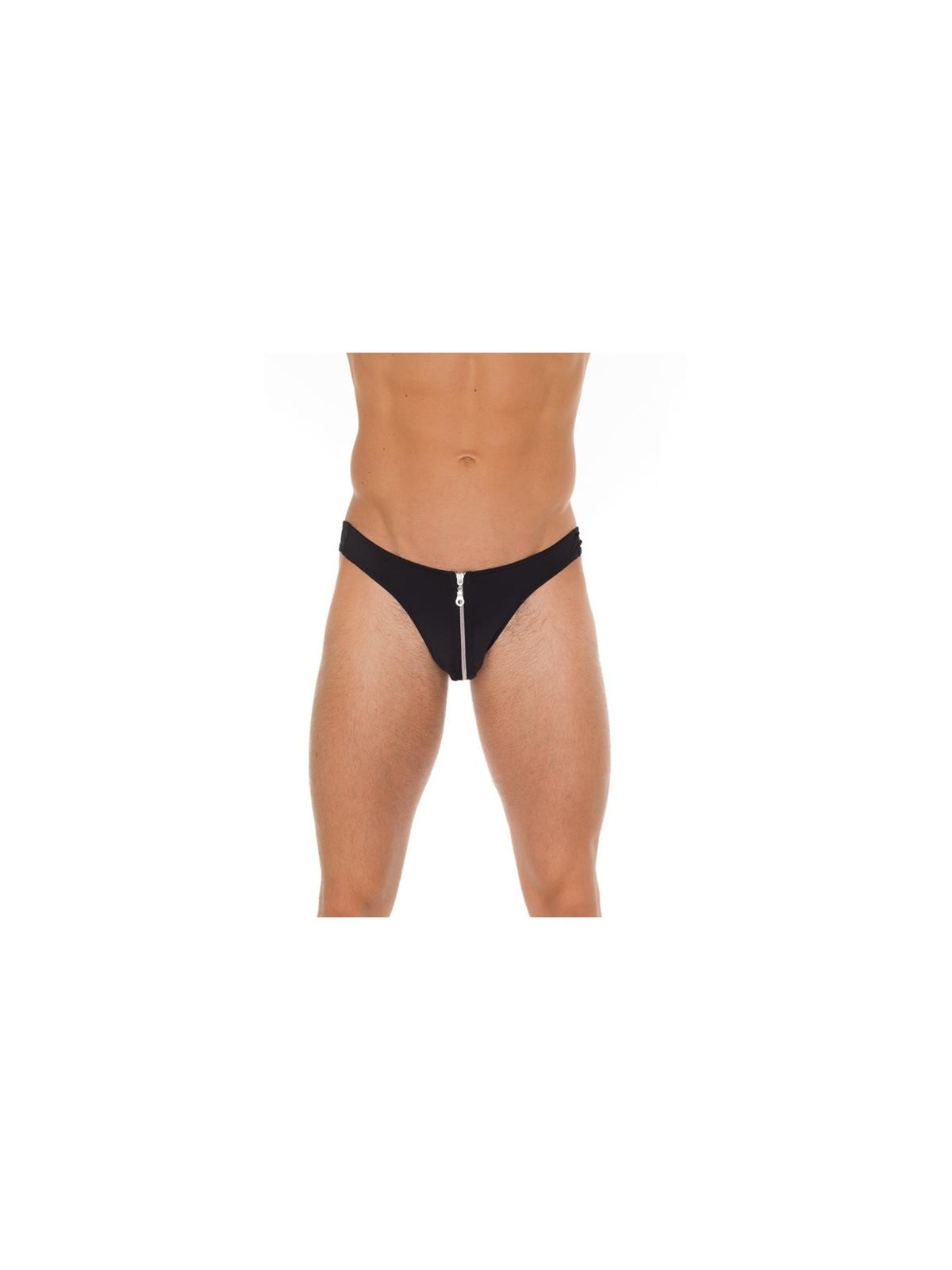 Tanga con Cremallera Negro Talla Unica