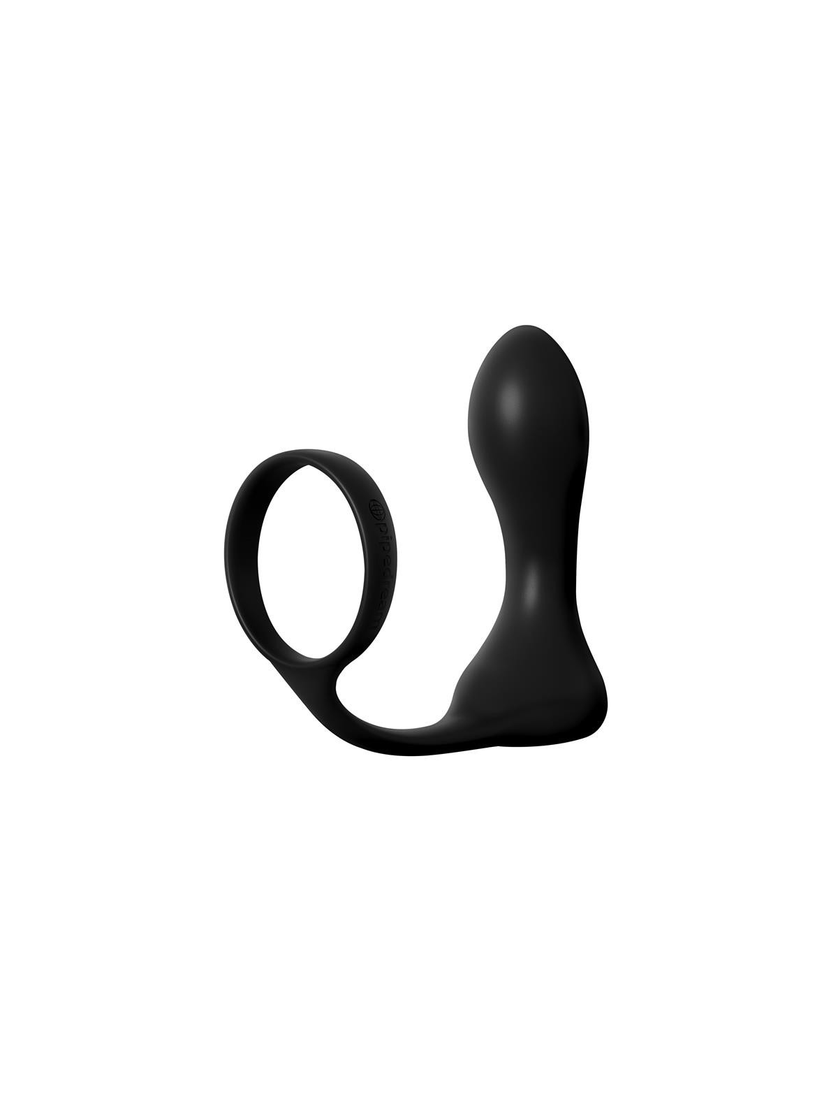 Anillo y Plug Anal Rechargeable Negro