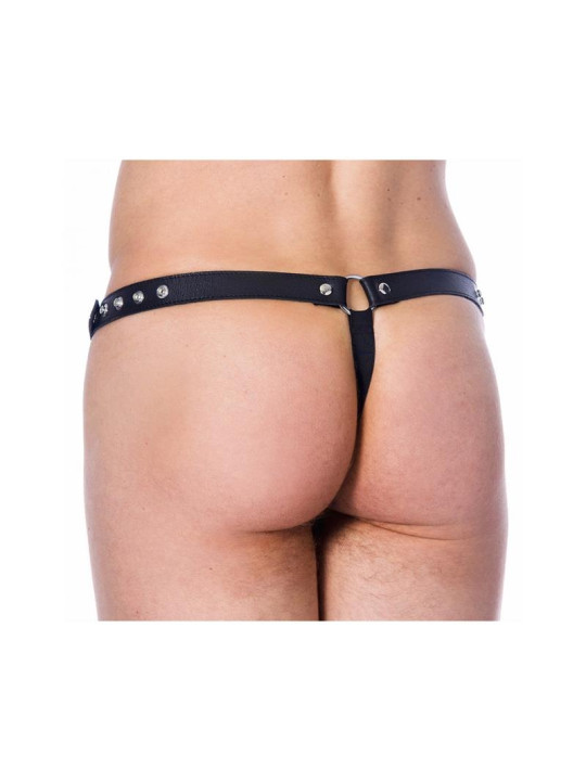 Tanga de Cuero Ajustable con Tachuelas