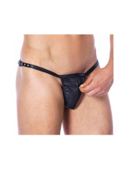 Tanga de Cuero Ajustable con Cremallera Talla Única