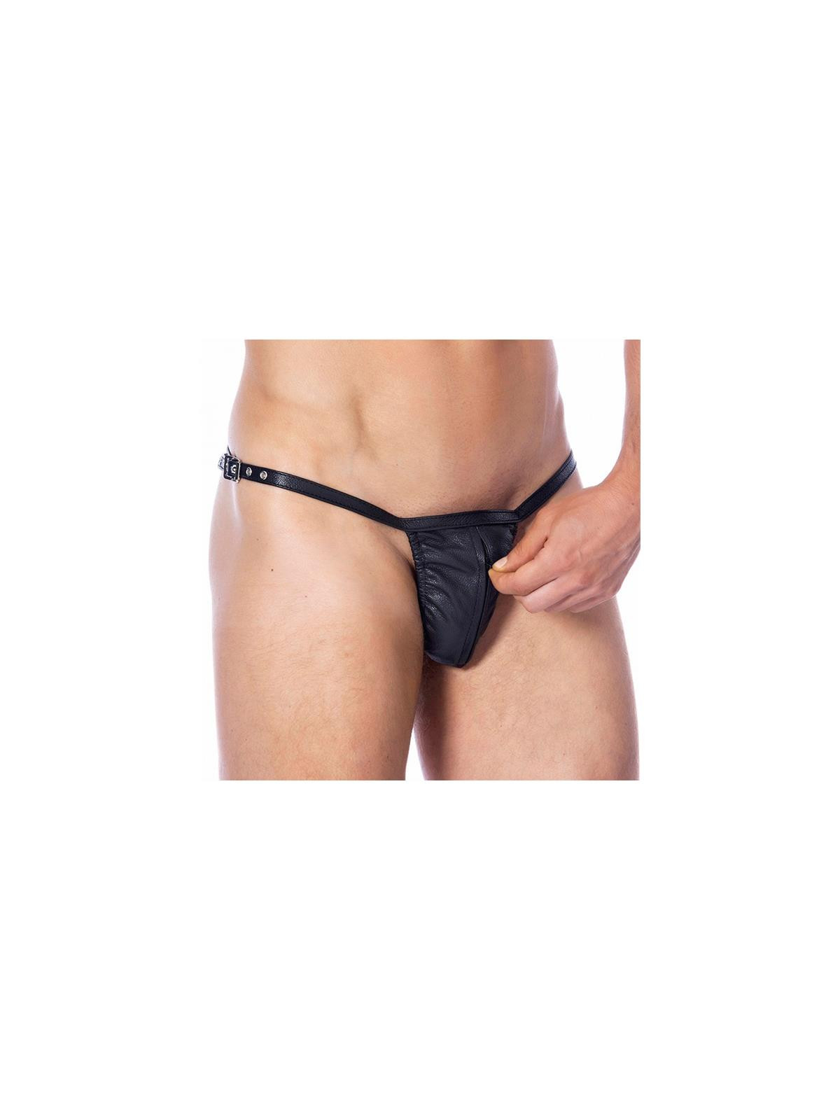 Tanga de Cuero Ajustable con Cremallera Talla Única