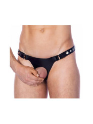 Tanga de Cuero Ajustable con Abertura