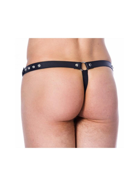 Tanga de Cuero Ajustable con Abertura