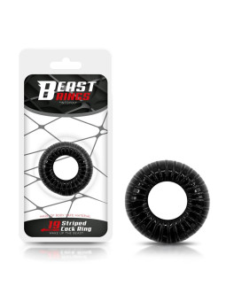 Anillo para el Pene Striped Súper Flexible y Resistente 1.9 cm Negro