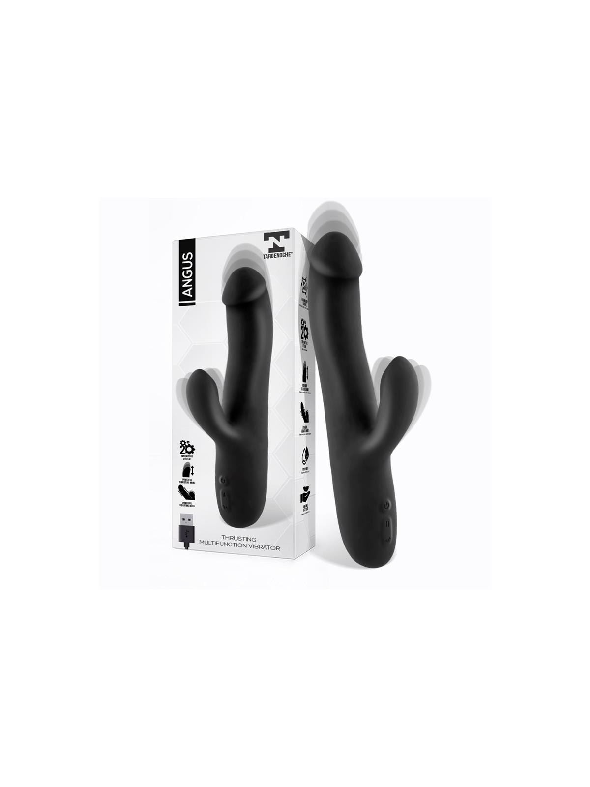 Angus Vibrador con Función de Movimiento Thrusting 2 Motores Silicona USB