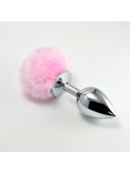 Plug Anal de Metal con Pompon Rosa Talla L