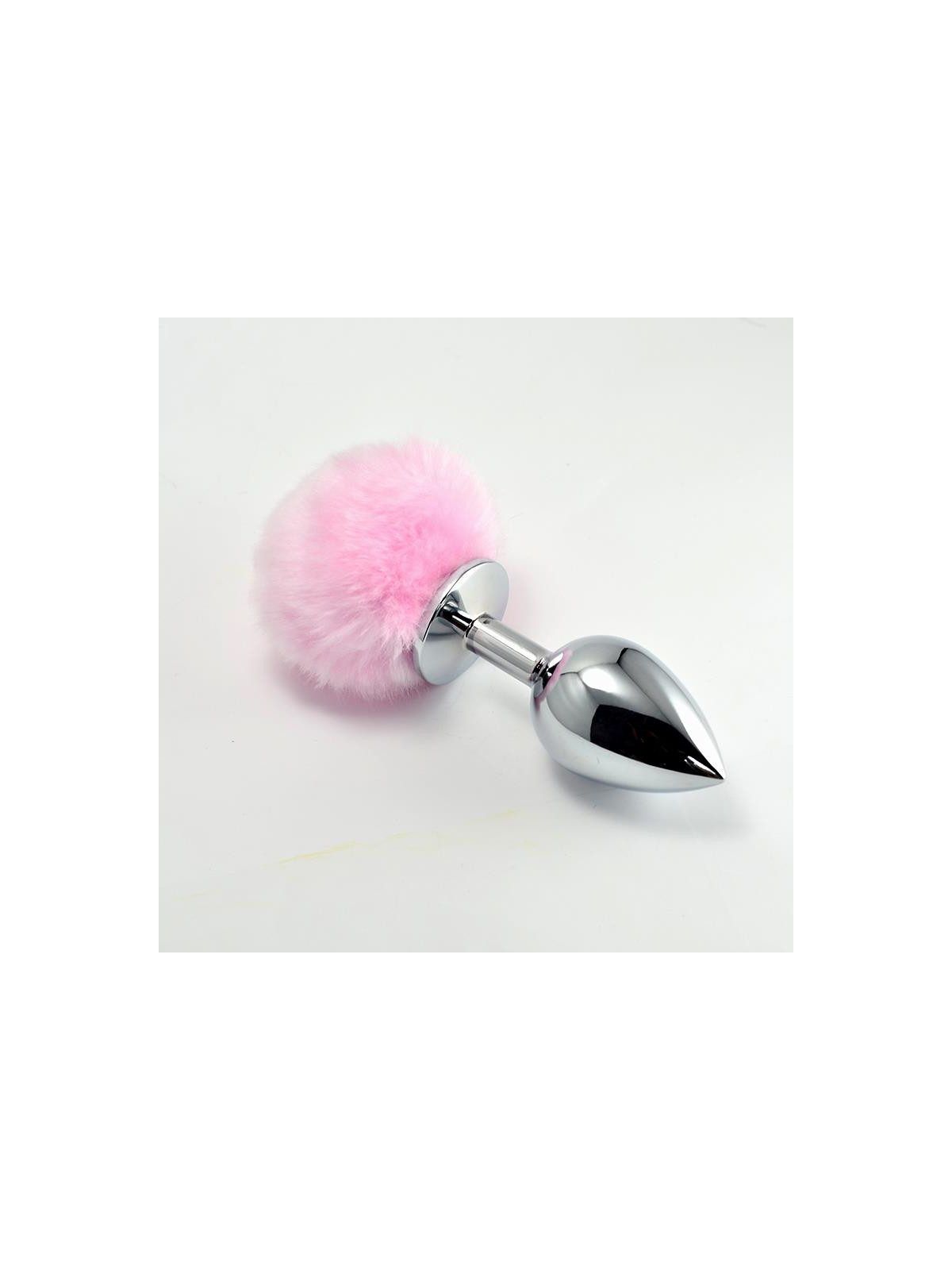 Plug Anal de Metal con Pompon Rosa Talla L