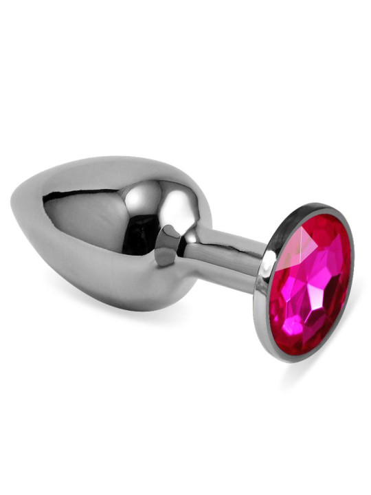 Plug Anal Plateado Rosebud Classic con Joya Fuchsia Talla S