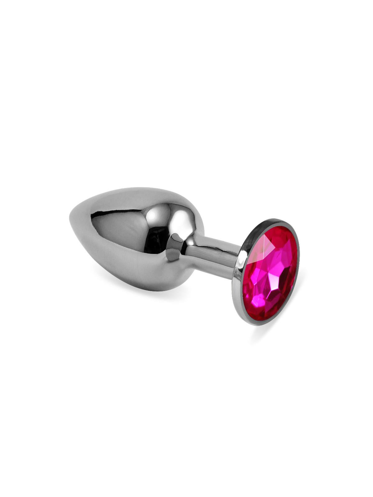 Plug Anal Plateado Rosebud Classic con Joya Fuchsia Talla S