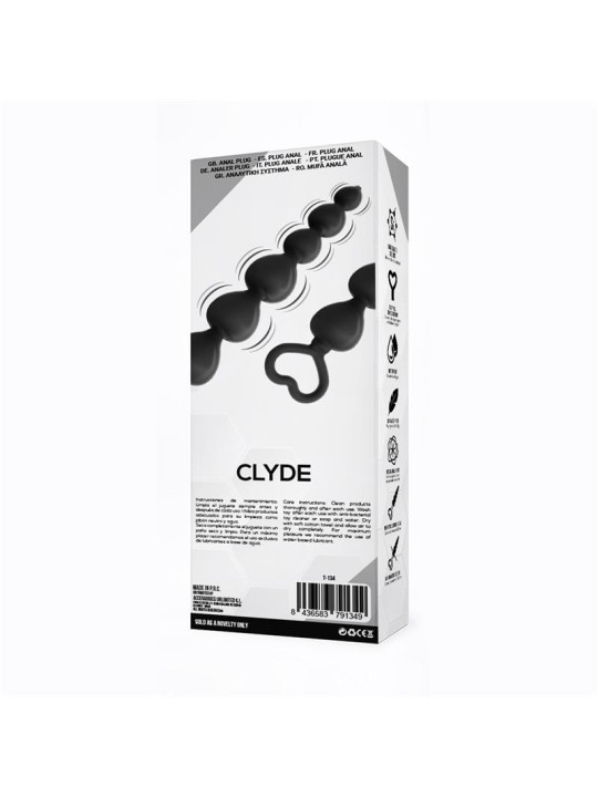 Clyde Plug Anal con Bolas con Aro de Fácil Extracción Silicona Negro