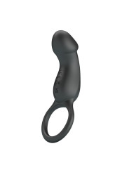 Trae Anillo Vibrador Silicona USB Negro
