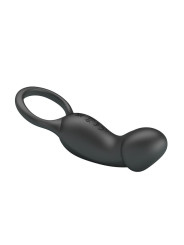 Trae Anillo Vibrador Silicona USB Negro
