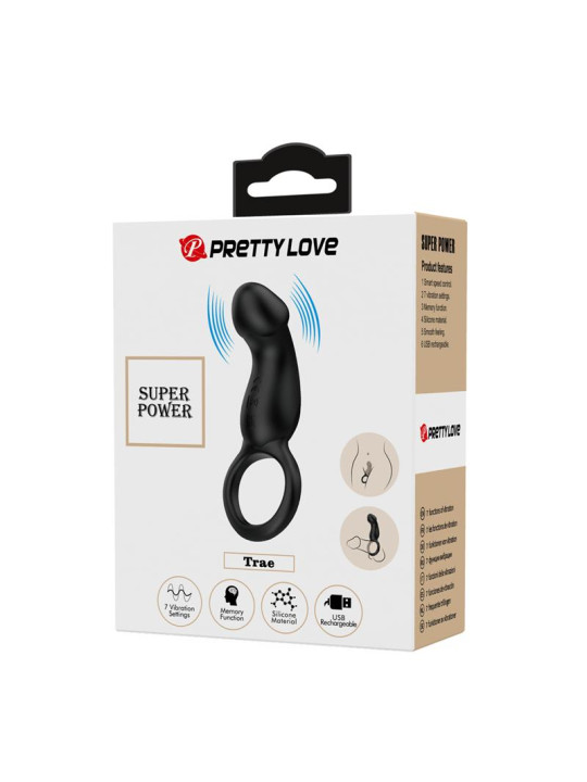 Trae Anillo Vibrador Silicona USB Negro