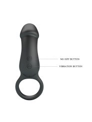Trae Anillo Vibrador Silicona USB Negro