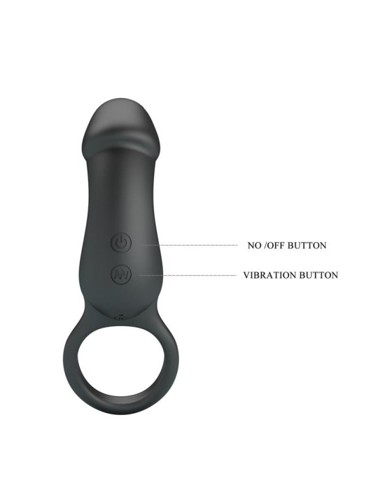 Trae Anillo Vibrador Silicona USB Negro