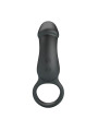 Trae Anillo Vibrador Silicona USB Negro