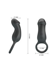Trae Anillo Vibrador Silicona USB Negro