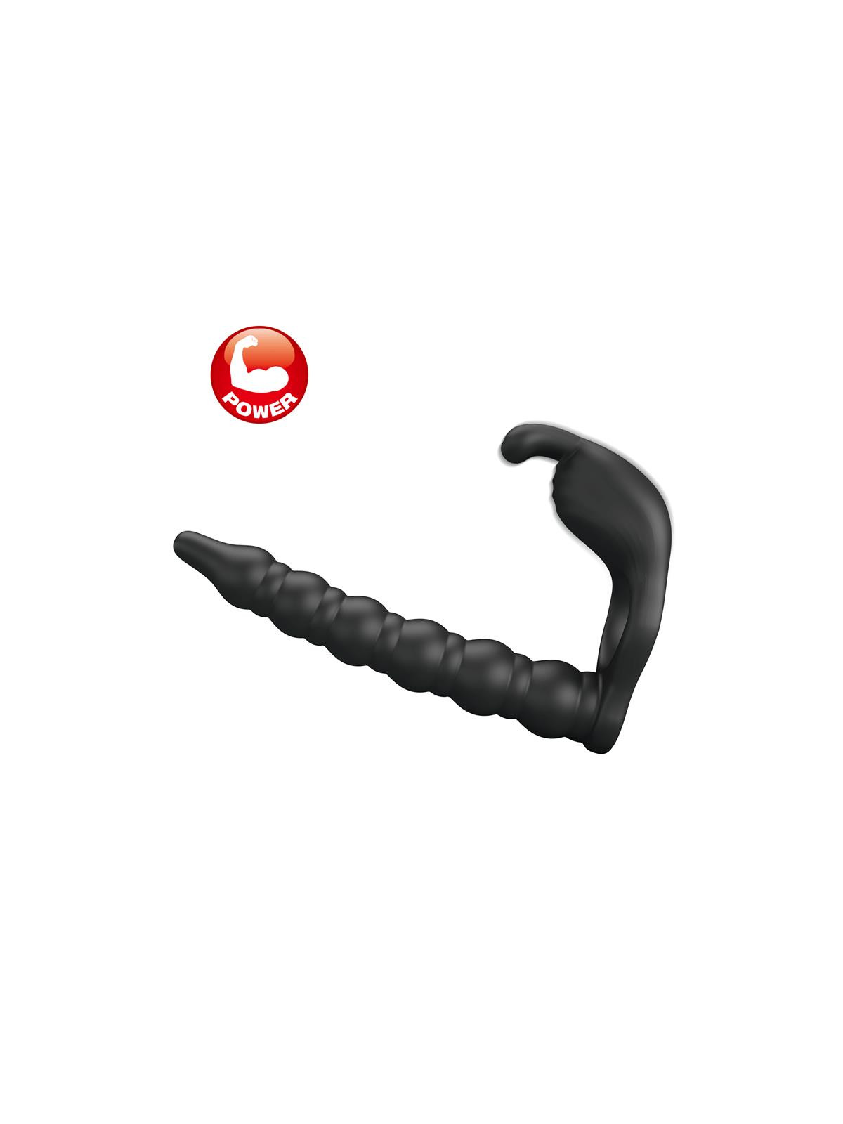 Blackney Anillo Vibrador con Plug Silicona Negro