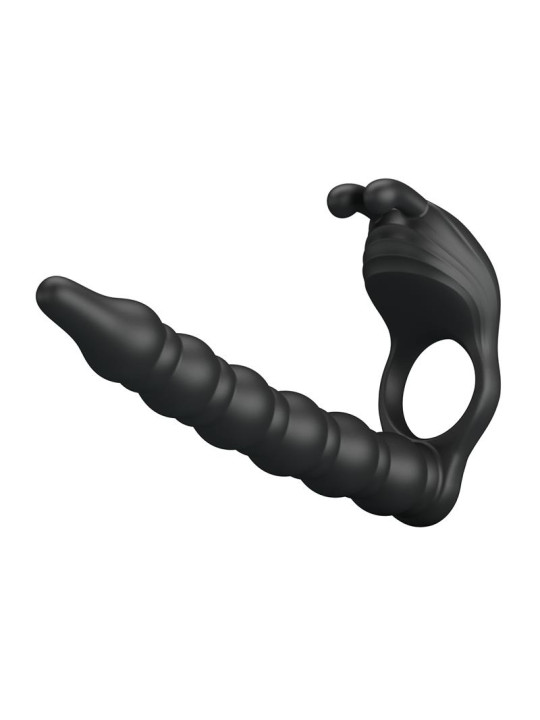 Blackney Anillo Vibrador con Plug Silicona Negro