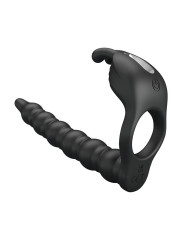 Blackney Anillo Vibrador con Plug Silicona Negro