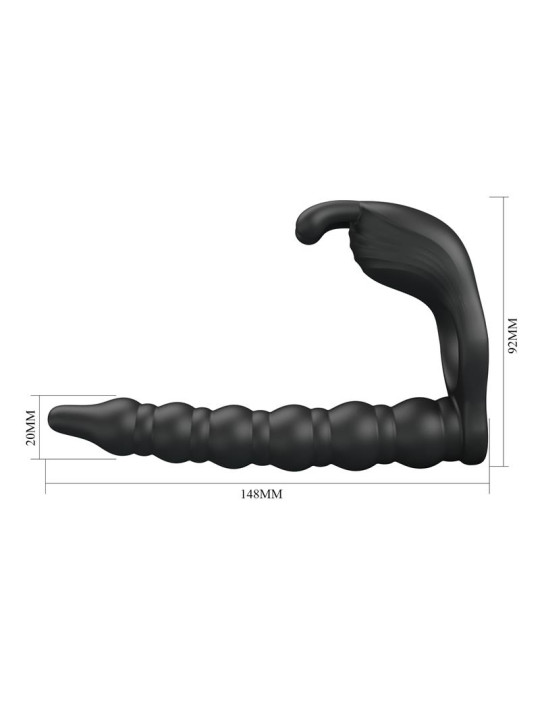 Blackney Anillo Vibrador con Plug Silicona Negro