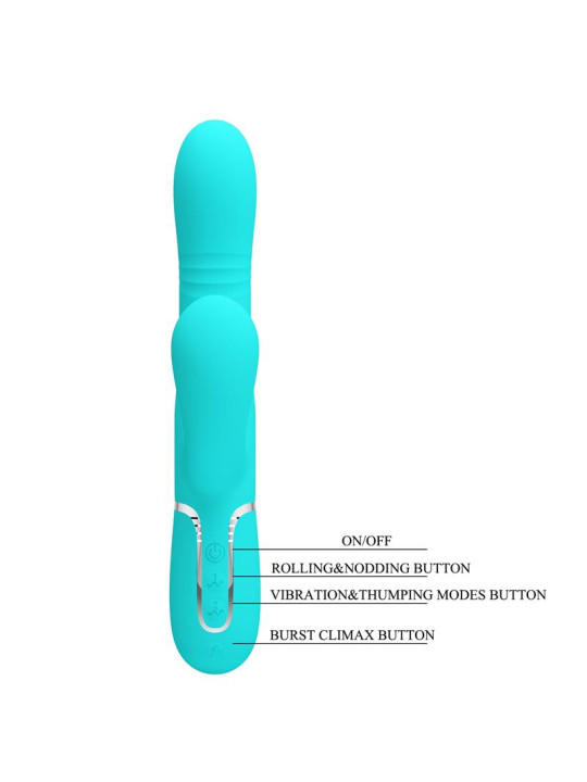 Mariana Vibrador 4 en 1 Silicona Turquesa
