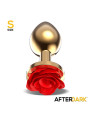 Plug Anal de Metal Dorado con Rosa Roja en la Base Talla S