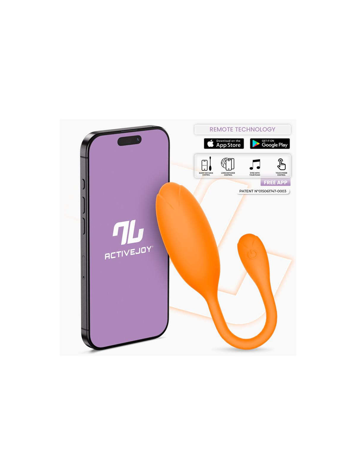 Logan Huevo Vibrador con APP Silicona Unibody Naranja