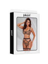 Helena Set de Sujetador, Tanga, Liguero y Liga