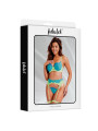 Harlow Set Sujetador, Tanga, Liguero y Liga Amarillo y Azul
