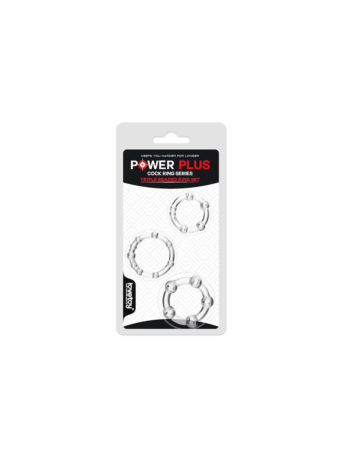 Pack de 3 Anillos para el Pene Power Plus Triple Transparentes