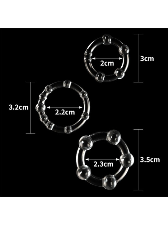 Pack de 3 Anillos para el Pene Power Plus Triple Transparentes