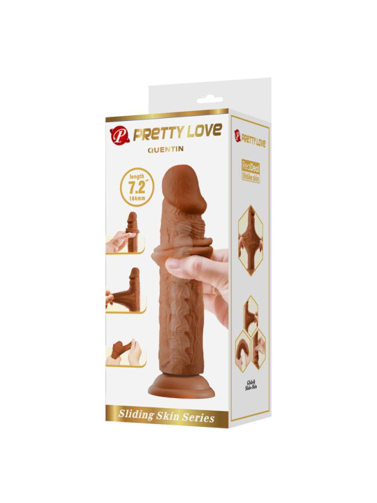 Quentin Dildo con Piel Deslizante-Retractil 18.4 cm