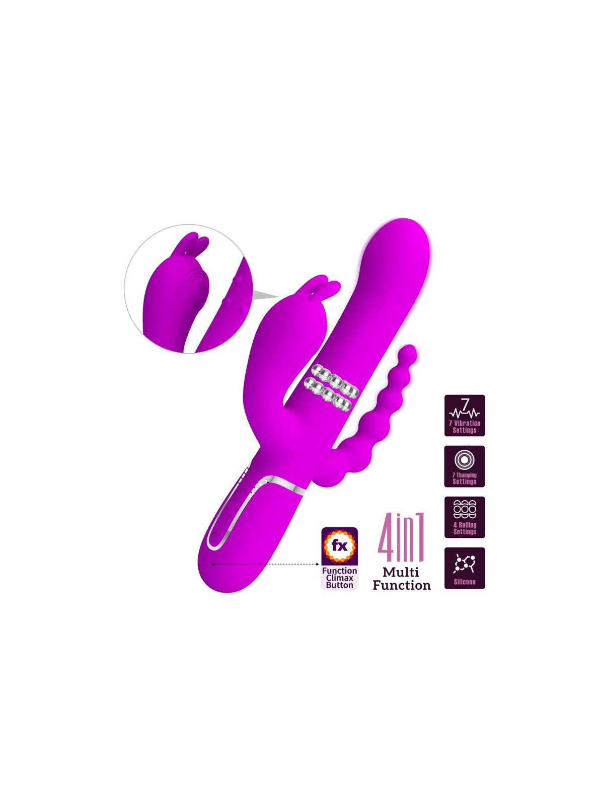 Cammy 4 in 1 Vibrador con Bolas Rotadoras y Cadena Anal