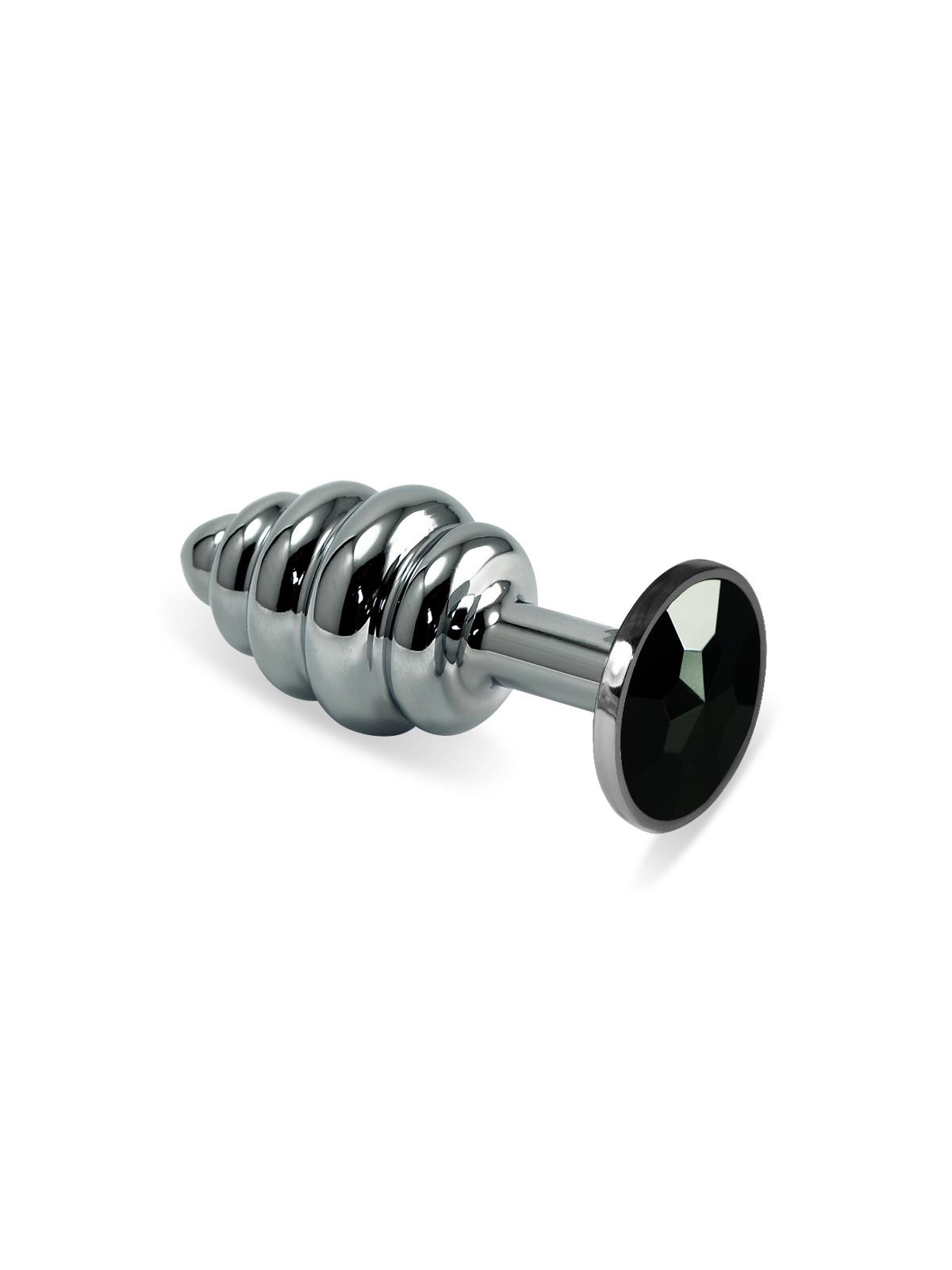 Plug Anal en Espiral Rosebud con Joya Negro