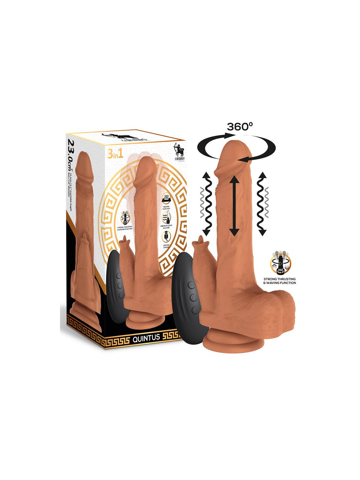 Quintus Dildo con Vibración, Thrusting y Waving 360º 9 - 23 cm